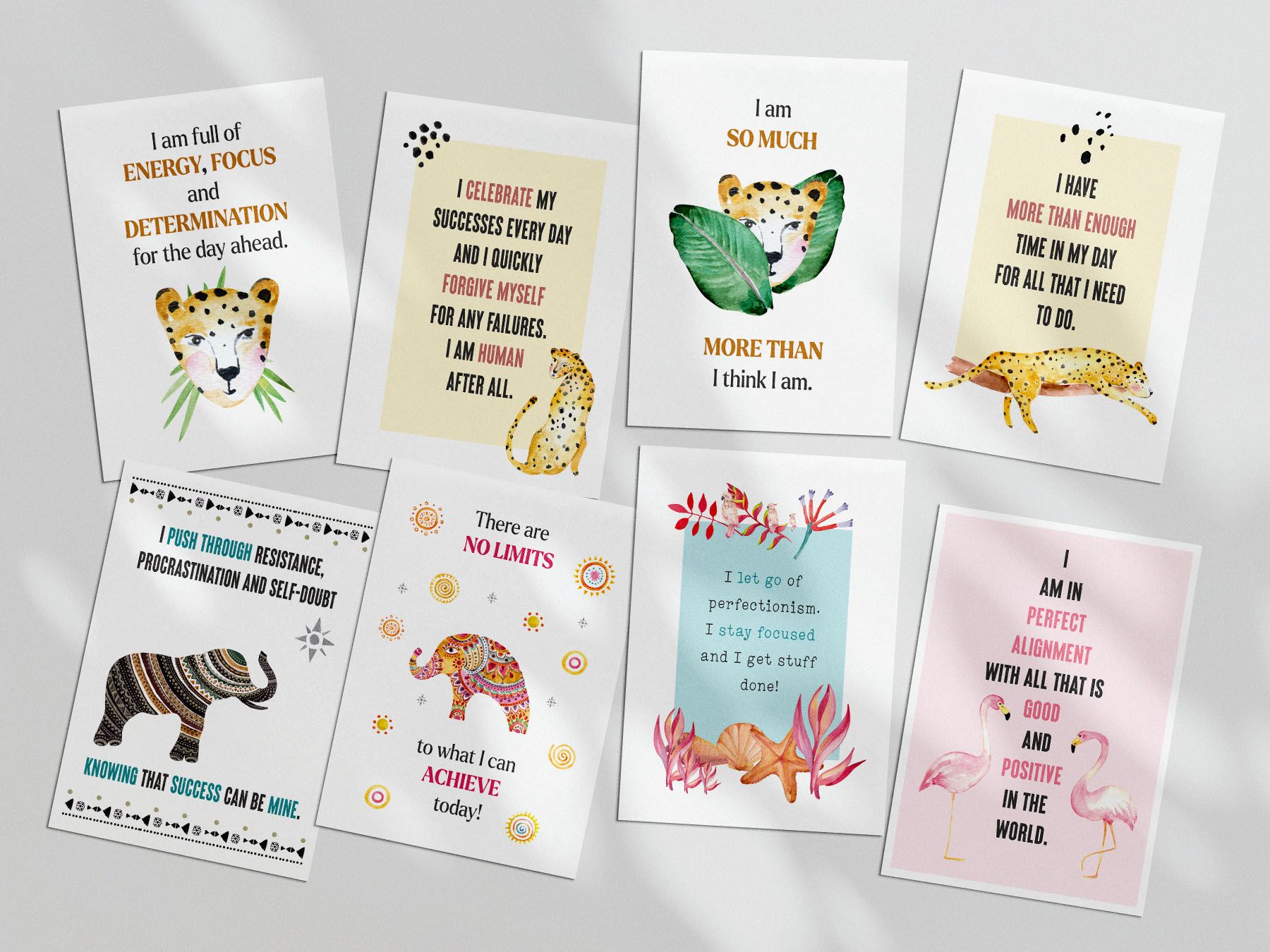 16 printable powerful morning affirmation cards.