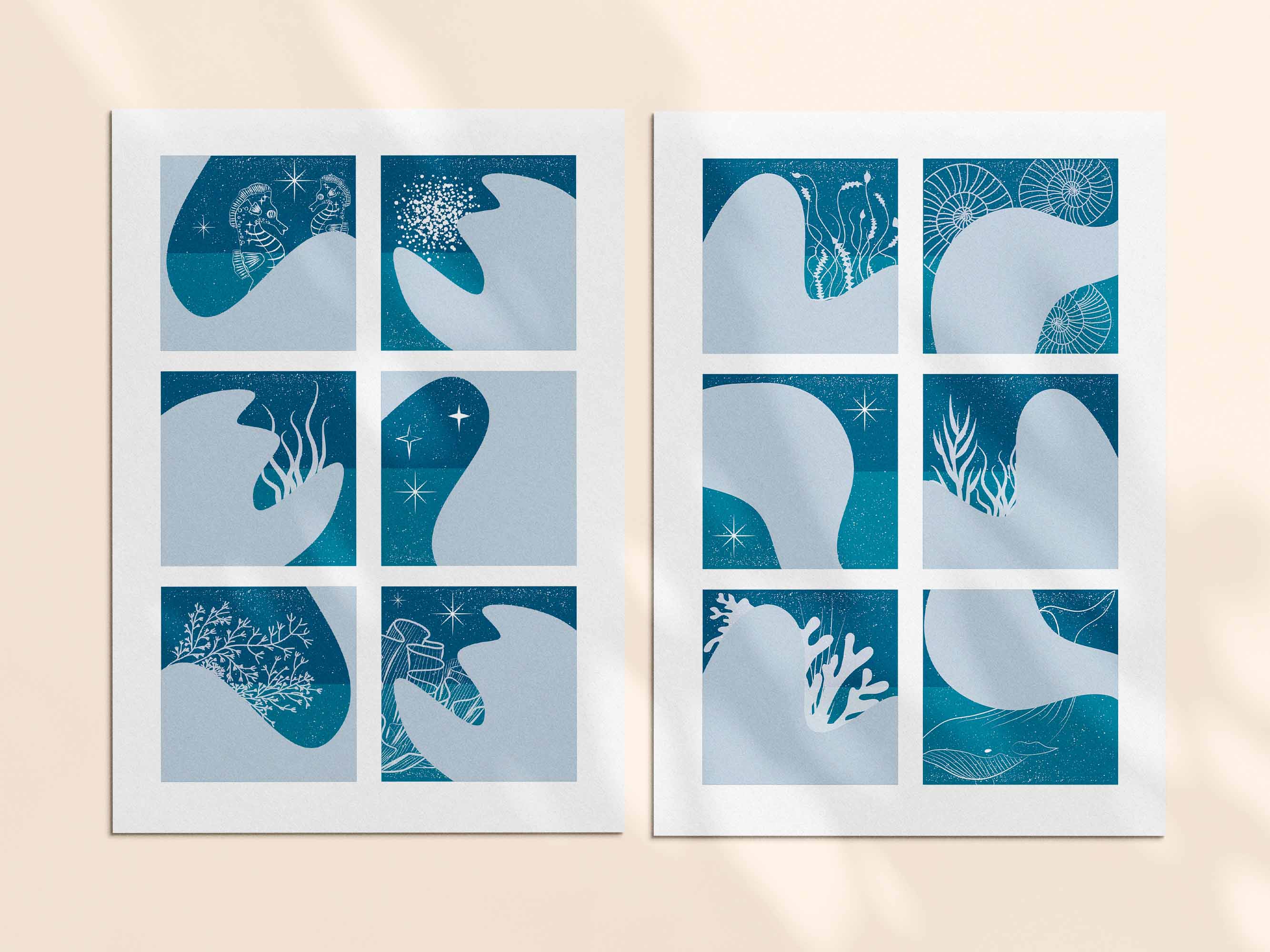 24 printable blank affirmation cards with a water, waves and sea theme. 