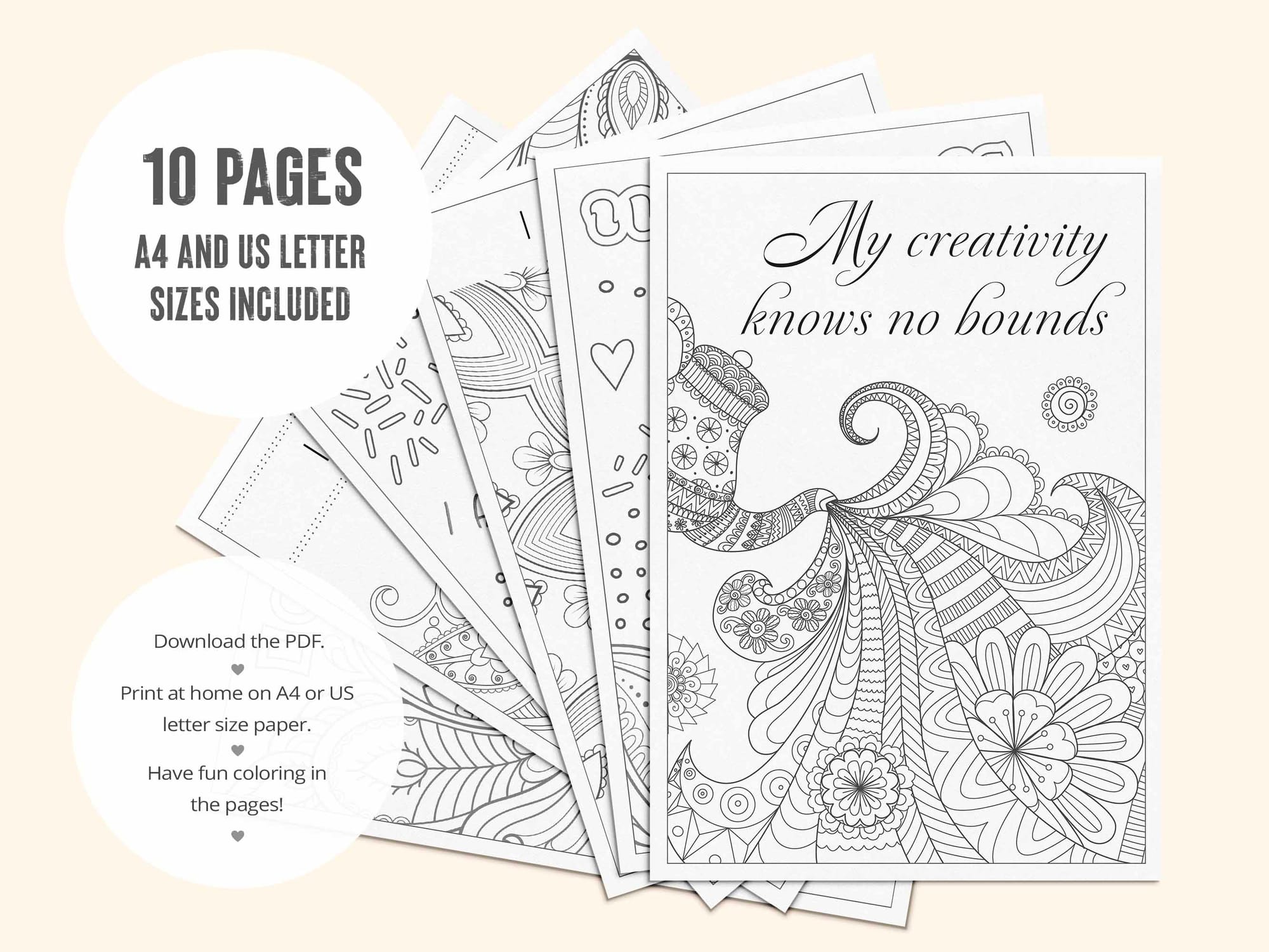 Printable PDF coloring pages. Print on A4 or US Letter paper.